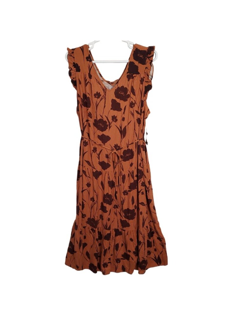 Simply Vera Wang NWT Sz 2X Dress Rayon Linen Tiered Ruffle Skirt Lined Maxi Full - Picture 2 of 16